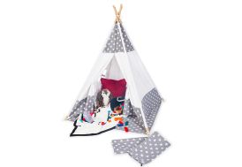 Tipi enfant avec tapis blanc 120x160x160cm