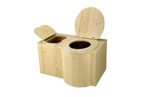 Toilette sèche en bois d'épicéa avec bavette en inox 
