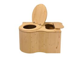 Toilette sèche d'angle en bois d'épicéa brut ou vernis