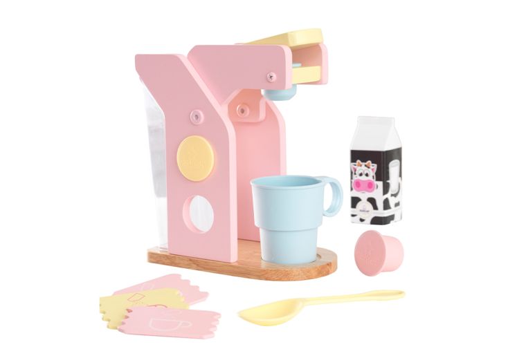 Kit de dinette pour enfant machine à café avec réservoir 9 pièces