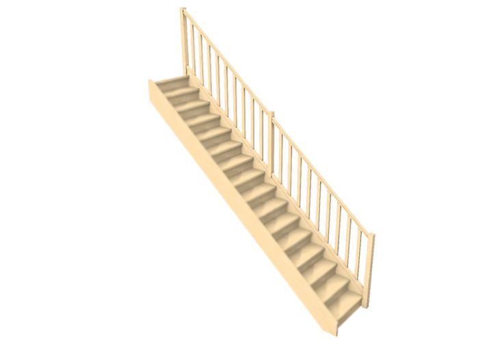 Rampe Balustres Droits pour Escalier Droit Bois 288 cm Oléa