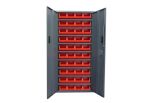 Armoire de Rangement Acier 2 Portes + 40 Bacs Rouges 4L 260x760x1600