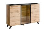 Buffet 2 portes en bois avec vitrine Thin 150 x 40 x 100 cm