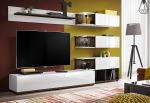 Ensemble meuble TV en bois 240 cm avec rangement et étagère - Silk