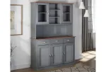 Vaisselier en bois massif 5 portes 3 tiroirs - Gris et sépia