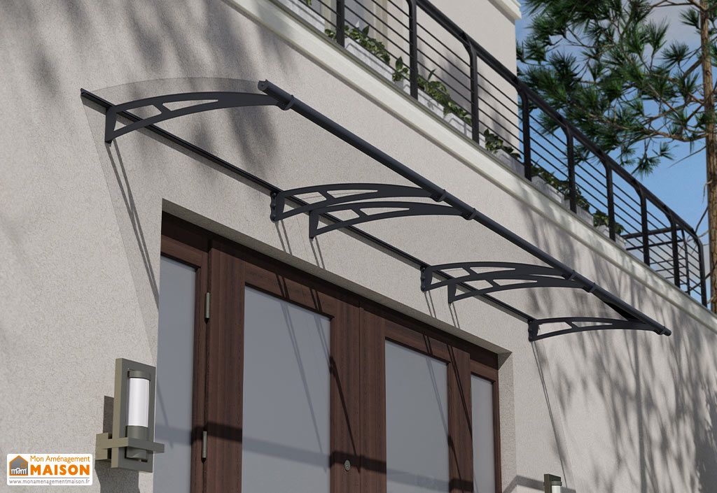 Marquise et auvent de porte bois, aluminium - Mon Aménagement Maison