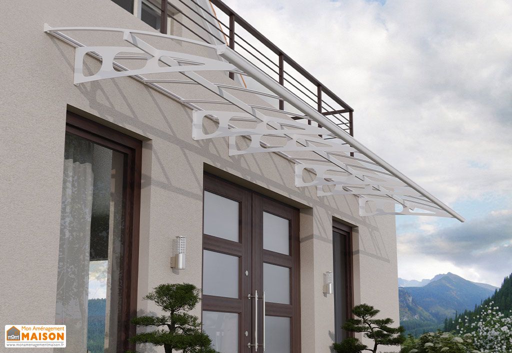 Marquise et auvent de porte bois, aluminium - Mon Aménagement Maison