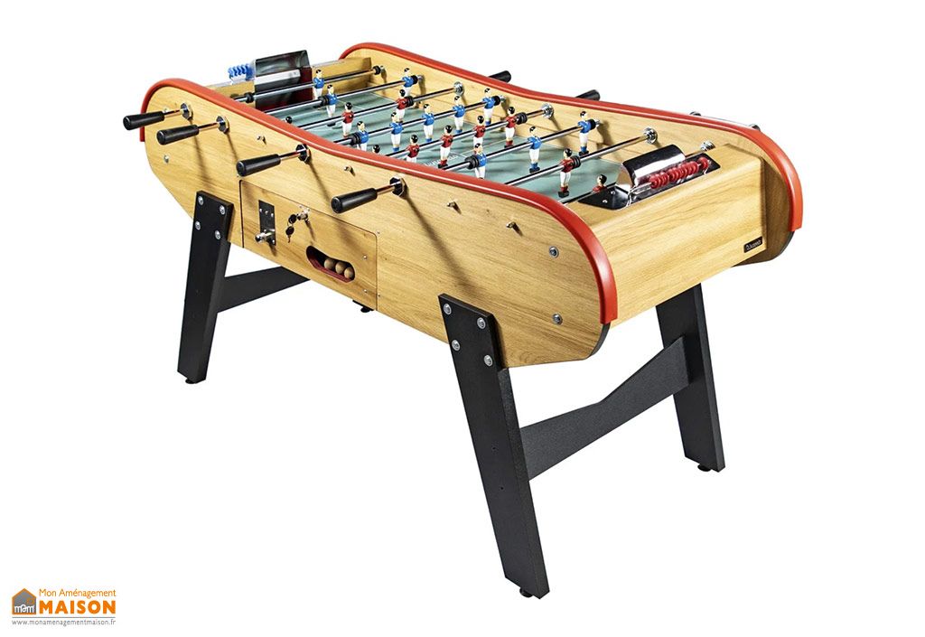 Rendez vous déco : Babyfoot Adulte Intérieur Bistrot 155,3 cm avec Monnayeur - Table de Jeux Familiale et Professionnelle Robuste Bois Clair - Regles de jeux