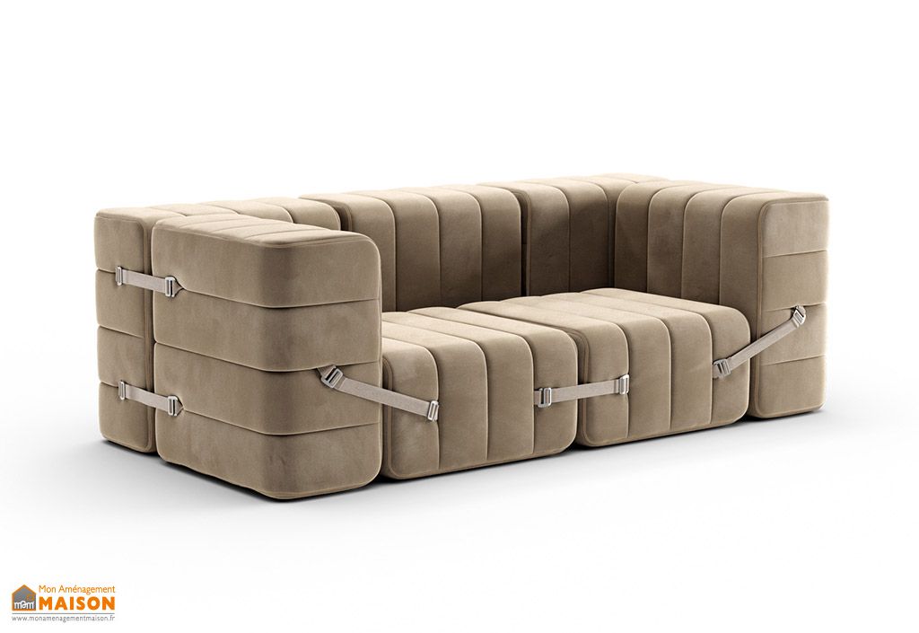 Canapé Modulable 2 Places Bananair – Confort Moelleux, Fourrure Synthétique, Livré Compressé – Pour Salon, Chambre, Petits Espaces !