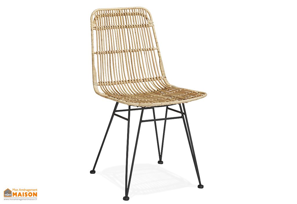 Chaise de salle à manger en métal et rotin Manifik - Kokoon Design