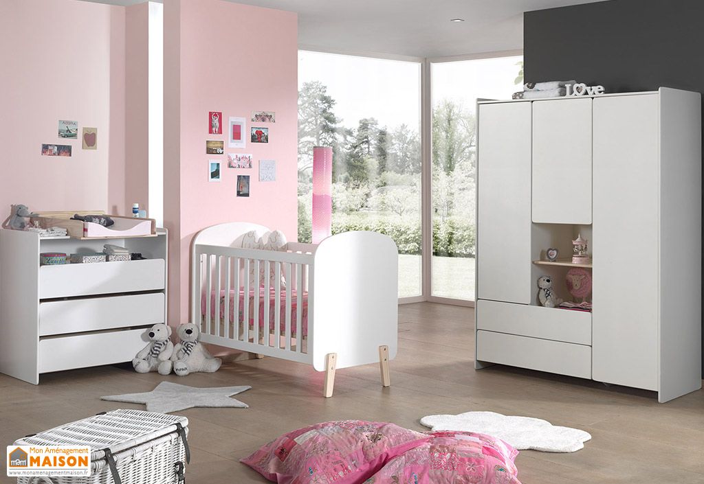 Chambre Bébé Complète : Lit, Armoire 140 cm, Commode à Langer – Kiddy