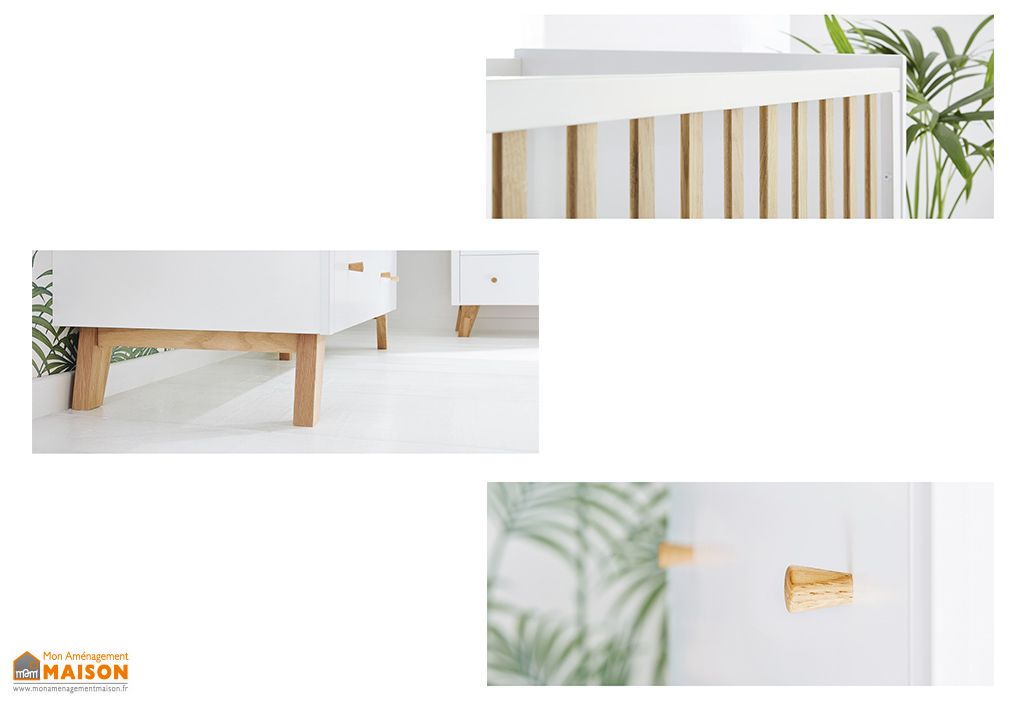 Chambre Enfant Pinolino 'Lumi' 3 Pièces - Lit Bébé Transformable, Commode à Langer Et Armoire - Blanc Et Chêne