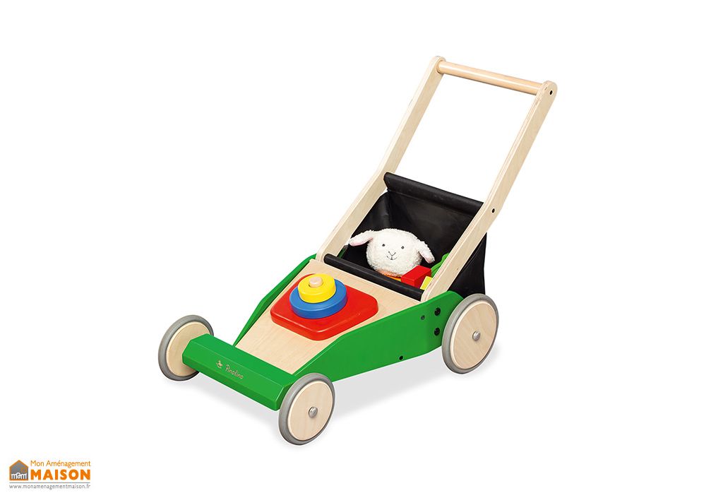 Chariot De Marche En Bois Trotteur Bebe Tondeuse Klaas Pinolino