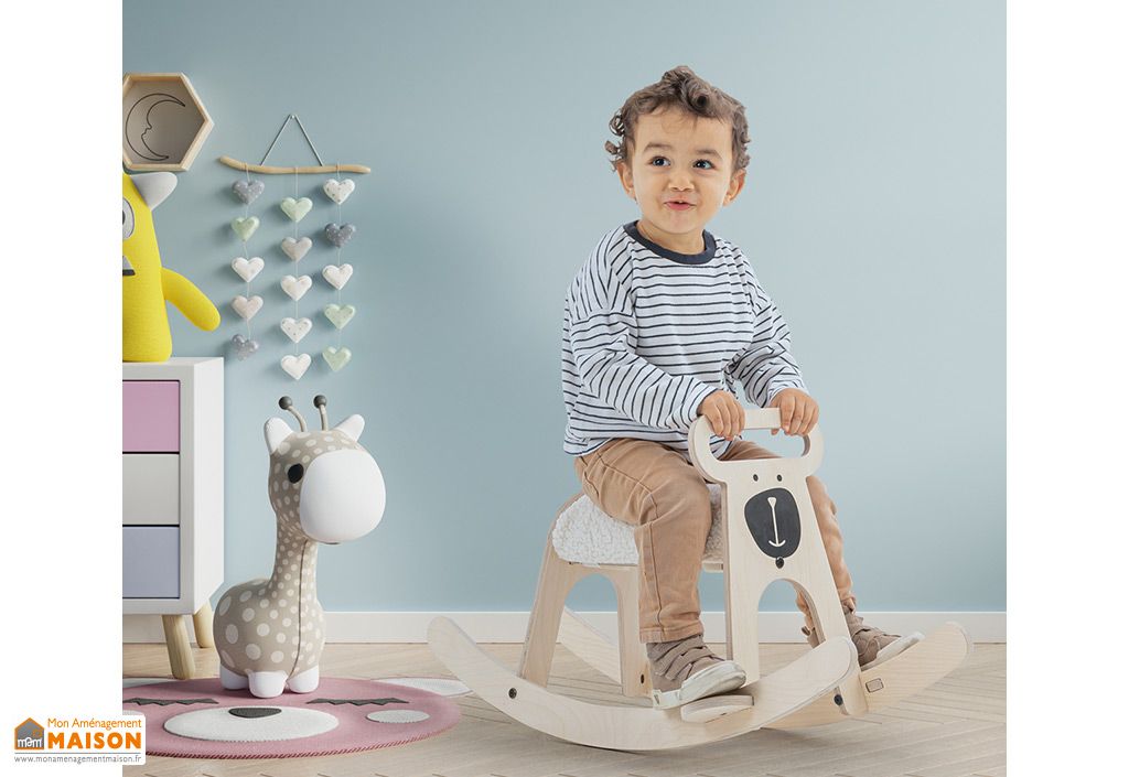 Cheval ?� bascule en bois Ours �?? 76 x 36 x 41 cm - MamaToyz