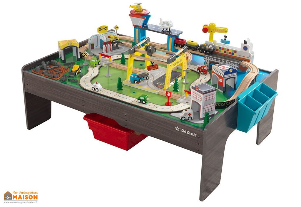 Circuit Voiture et Train en Bois Table avec Plateau Réversible 120 cm -  Kidkraft