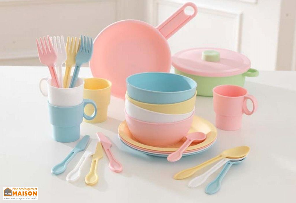 Dinette Couleurs Pastel en Plastique pour Cuisine pour Enfants x27