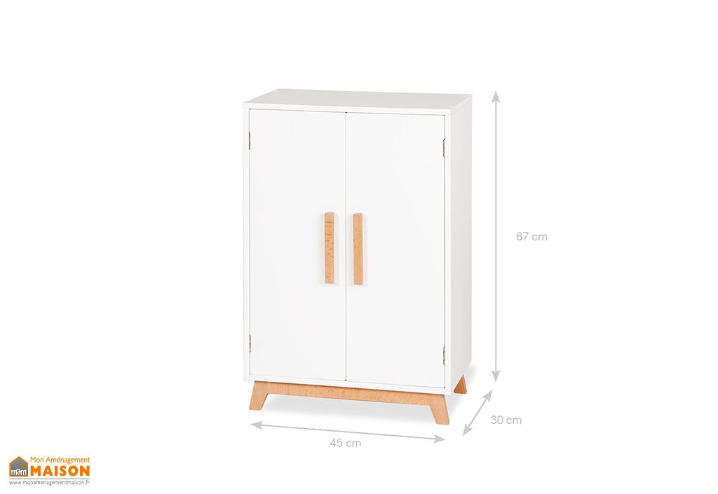 Lit de poupée - PINOLINO - 253421 - Bois laqué blanc/transparent - Literie 3 pièces grise incluse - Certifié FSC