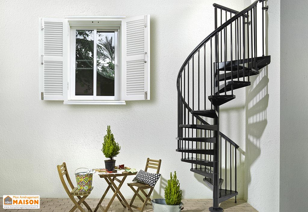 Escalier Exterieur Colimacon En Acier Galvanise Noir Pls Dim Sky Fontanot