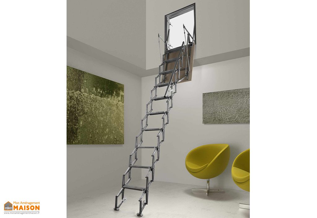 Escalier escamotable traditionnel, avec trappe isolée et déjà assemblé