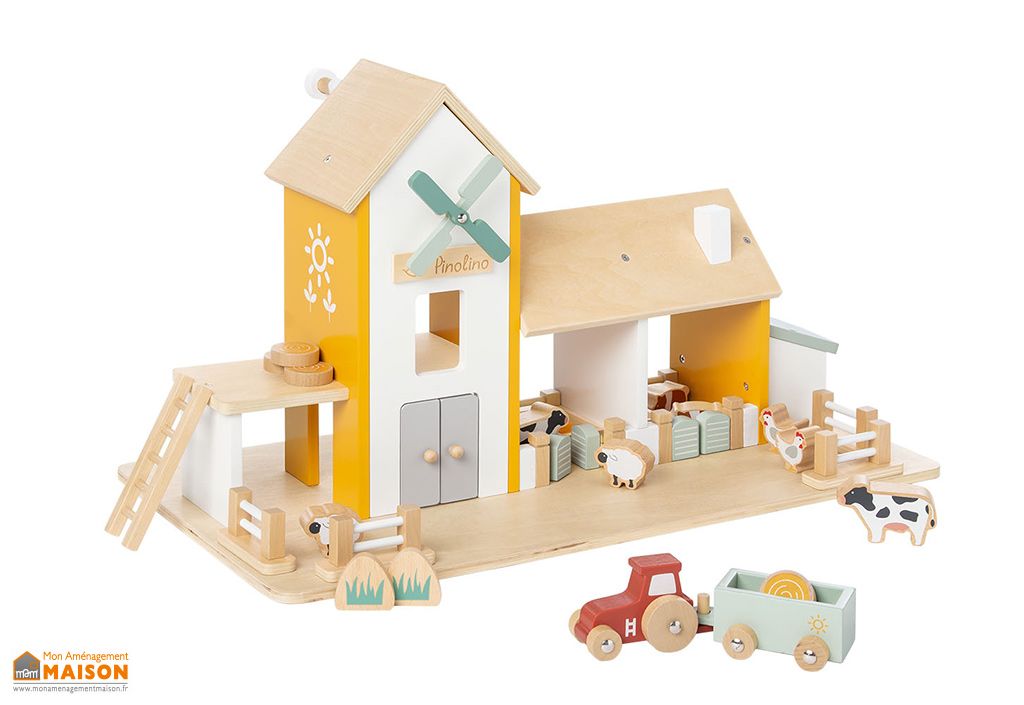 Ferme en bois pour enfants avec accessoires - 55 x 30 x 32 cm