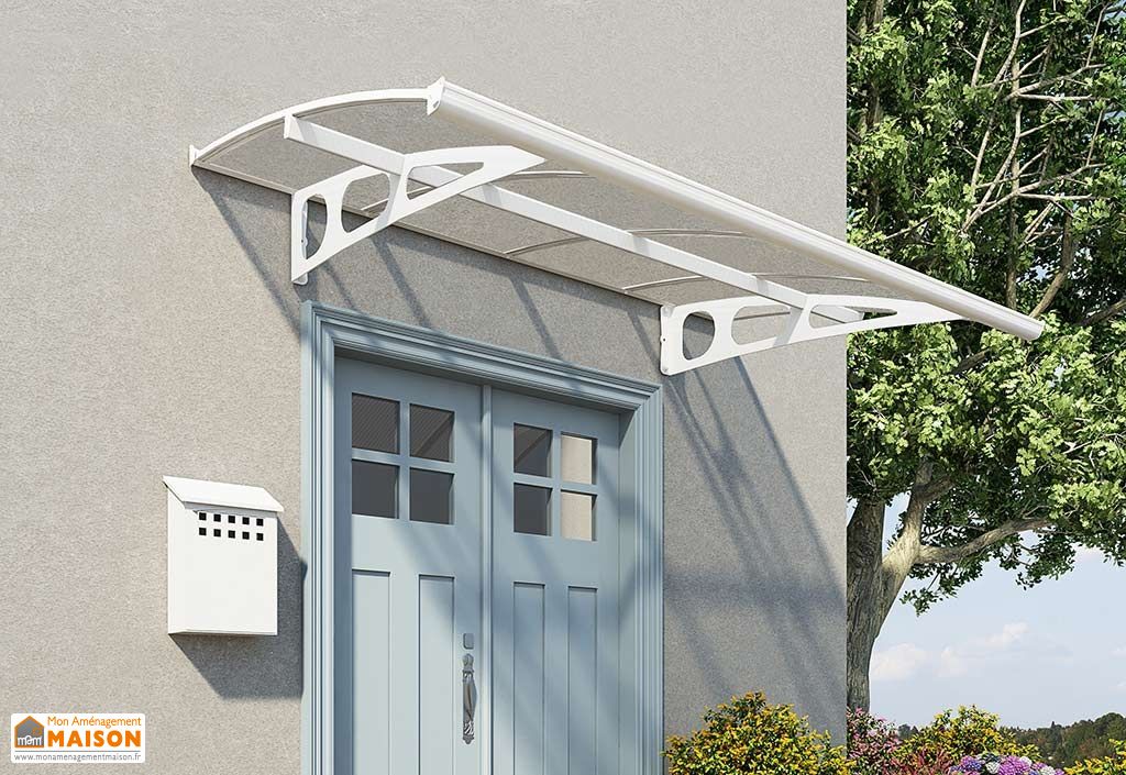 Auvent De Porte D'entrée Veranda, 80x120 Cm, Aluminium, Protection UV Et Intempéries