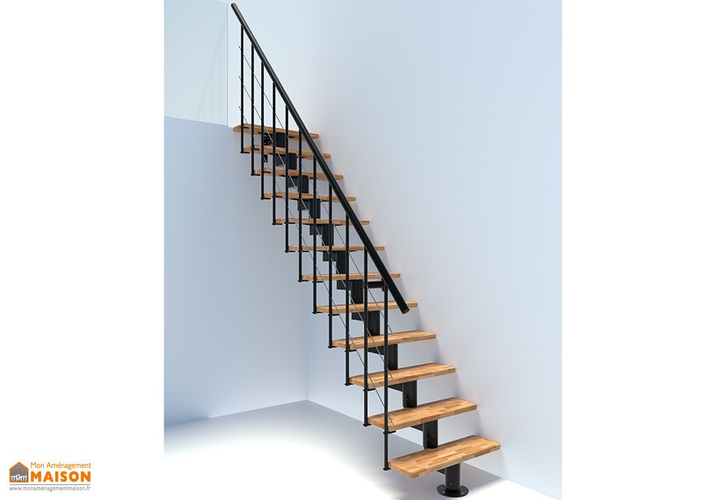 Escalier droit gain de place métal et bois - Comfort Top - Minka