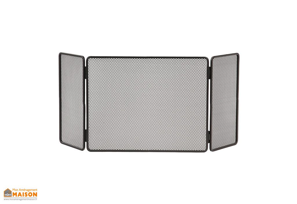 Pare-feu de cheminée en fer forgé mod. tresse 3portes 95x 50cm (64.b