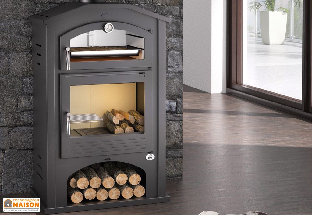 Poêle à bois double combustion avec four et bûcher 12 kW – M-106 - FM  Calefaccion