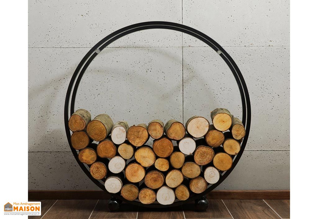 Porte-bûche d'intérieur circulaire en acier – Diego - Cookking