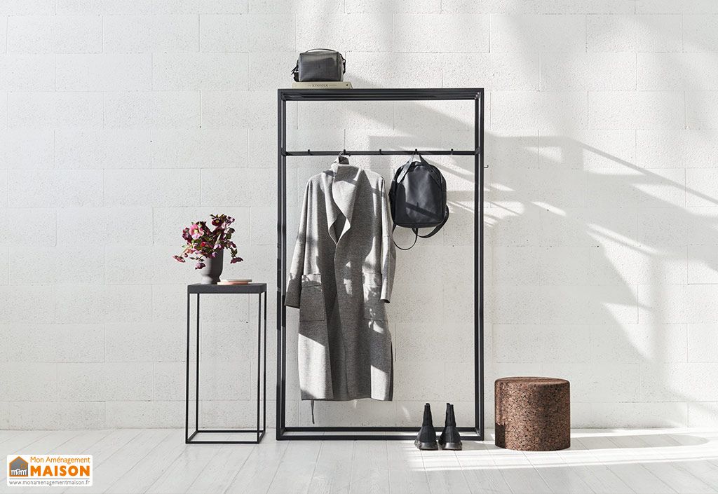 Portant à vêtements acier et bois minimaliste L.120 x H.150 cm - Living -  IDDO Slow Living