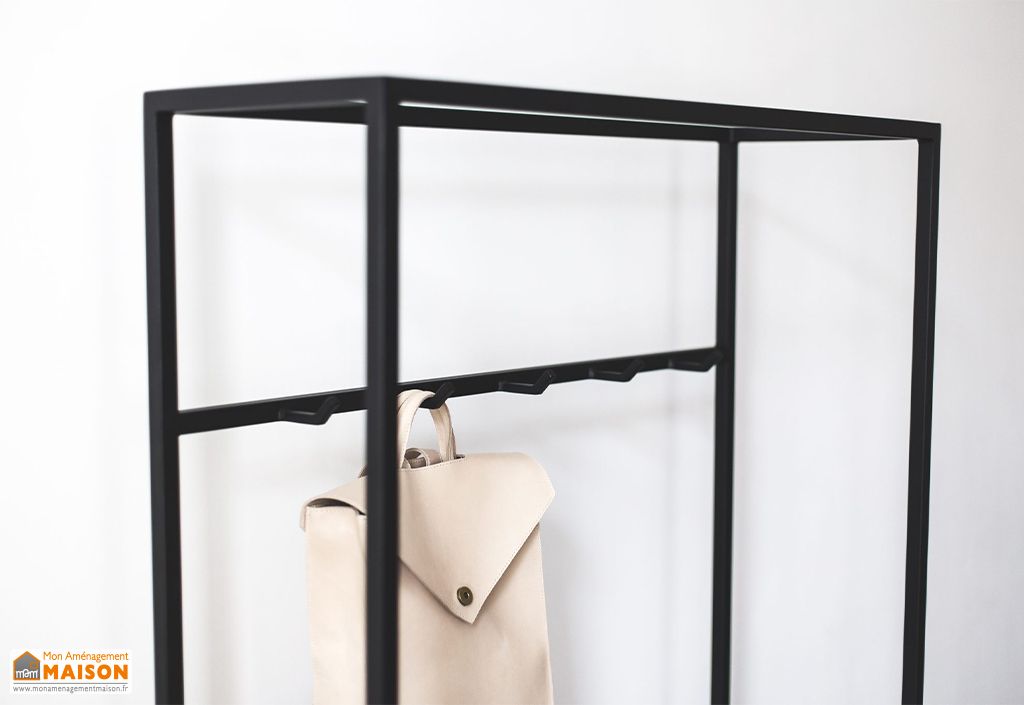 Portant à vêtements acier et bois minimaliste L.120 x H.150 cm - Living