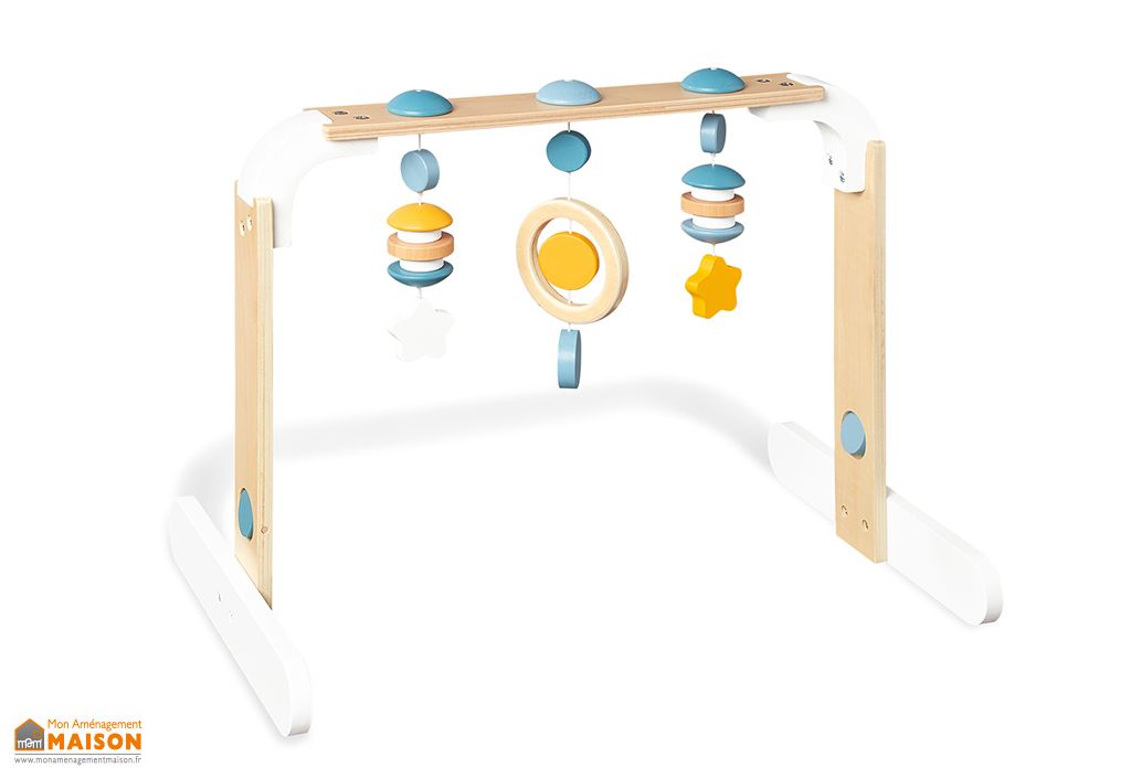 Moukkey Portique D'Éveil Bébé Bois, Arche Éveil Bébé, Arche De Jeu en Bois  Bébé Trapèze avec 3 Jouets pour Bébé pour Enfants Gym Jouet éducatif pour