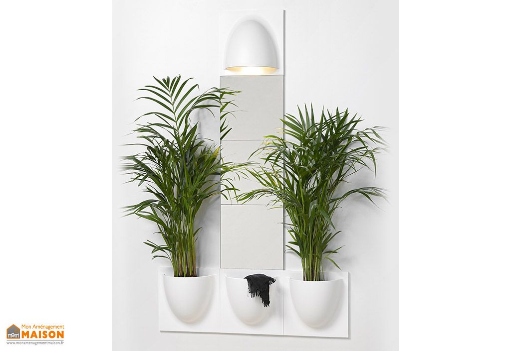 Pots de fleurs suspendus en biopolymère + miroir et éclairage LED - Verti  Copenhagen