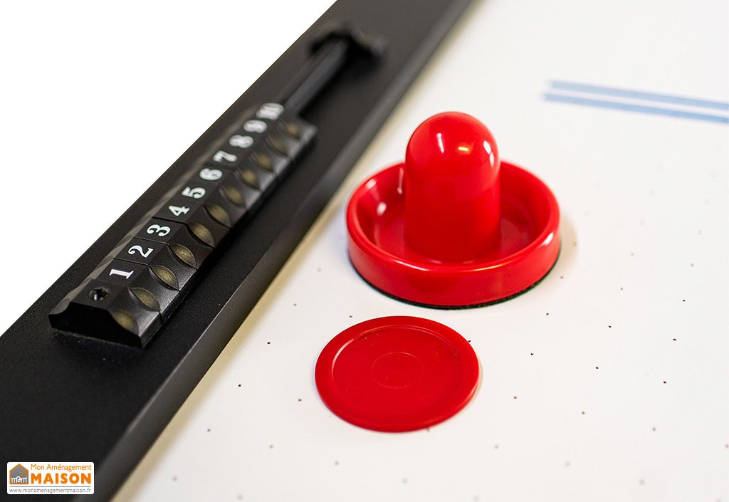 Lot 4 Poussoirs Hockey Sur Table 96 Mm Rouge + 4 Flanelles + 8 Palets – Accessoires Air Hockey Famille