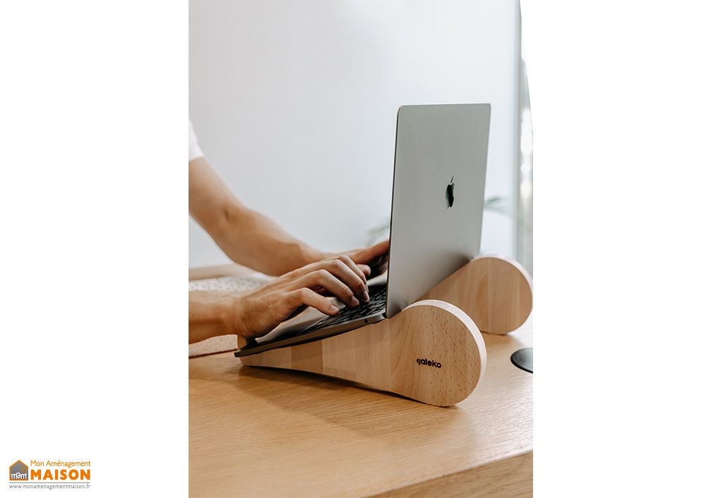 Réhausseur d'ordinateur avec tiroir en bois, MACREADECO