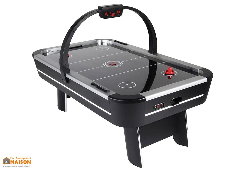 Table De Hockey Sur Air MUWO – 122 X 61 X 79 Cm – Compteur De Buts, 2 Palets, 2 Poussoirs – Stable