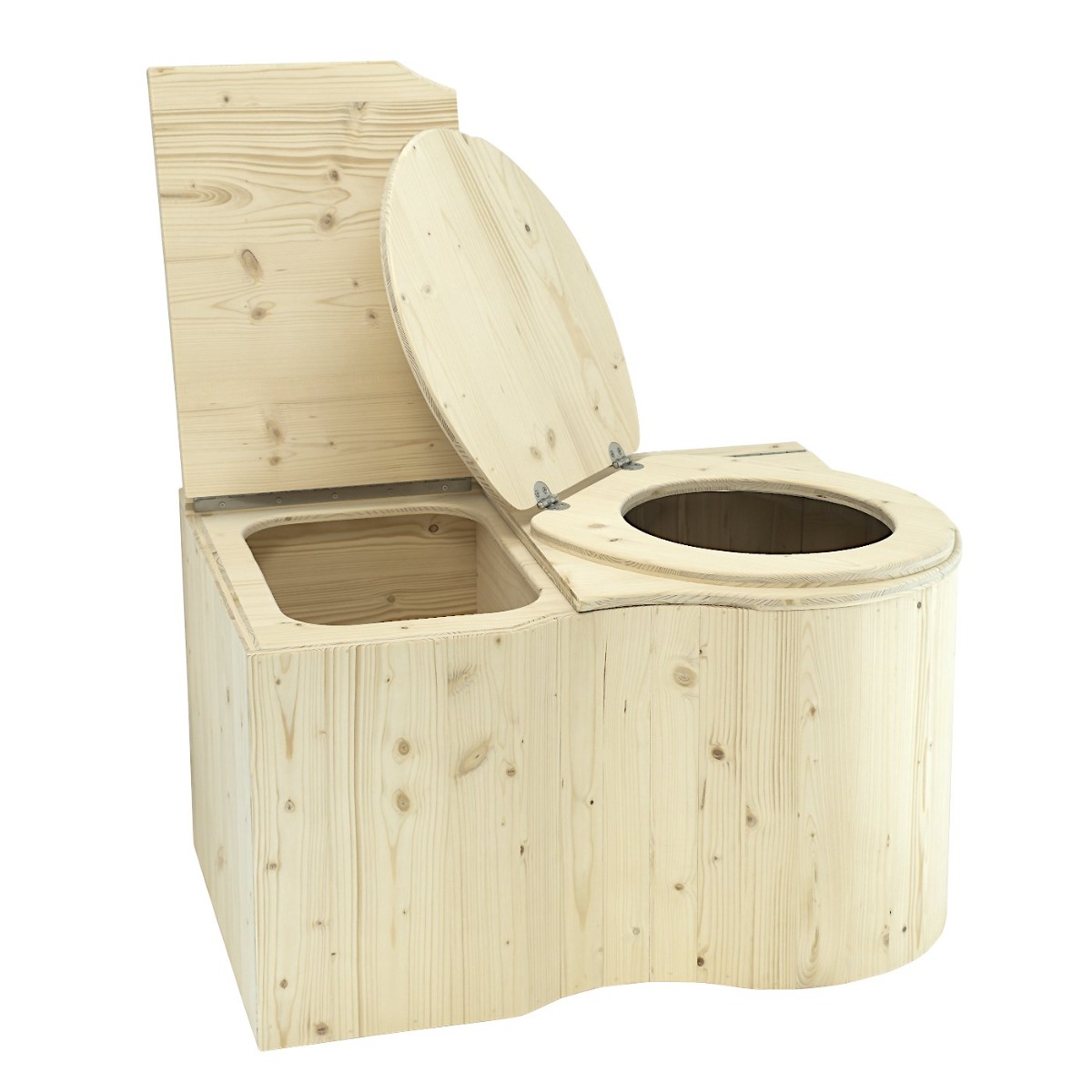 Toilette sèche d’intérieur en bois d’épicéa 52 x 77 cm - Angle