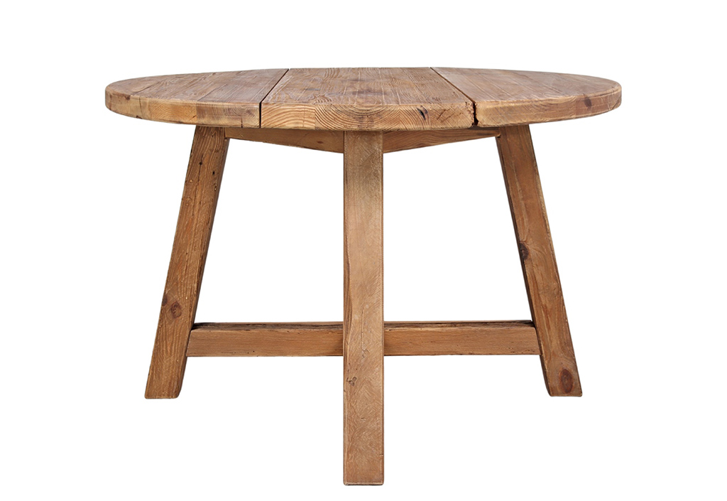 Table à manger style Campagne en bois de pin massif Blanc 160x80x75 cm