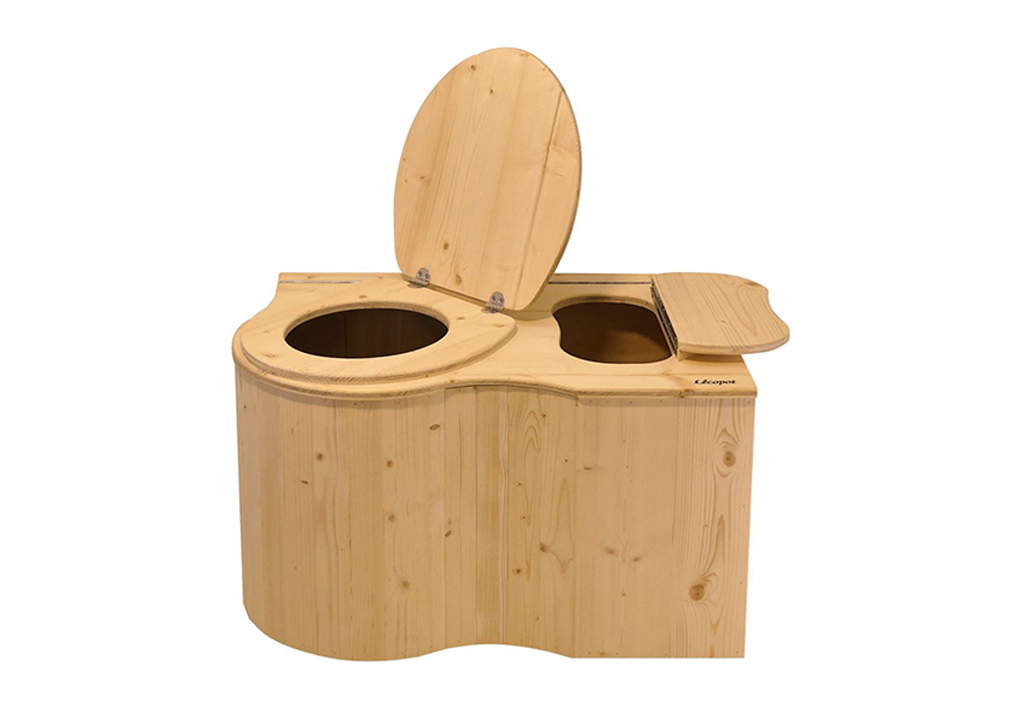 Toilette sèche d’intérieur en bois d’épicéa 52 x 77 cm - Angle