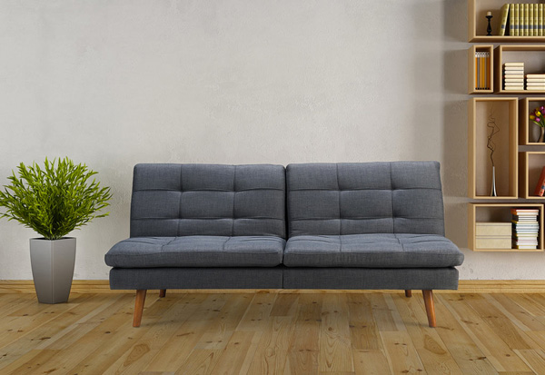 Canapé en tissu gris style scandinave.